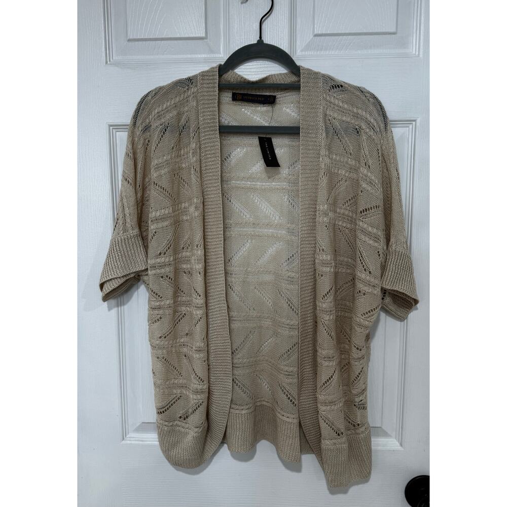 The Limited Outback Red 100% Linen Short Sleeve Open Knit Cardigan XL NWT